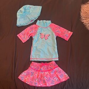 Kids Swim Set with Butterfly Design - Blue and Pink